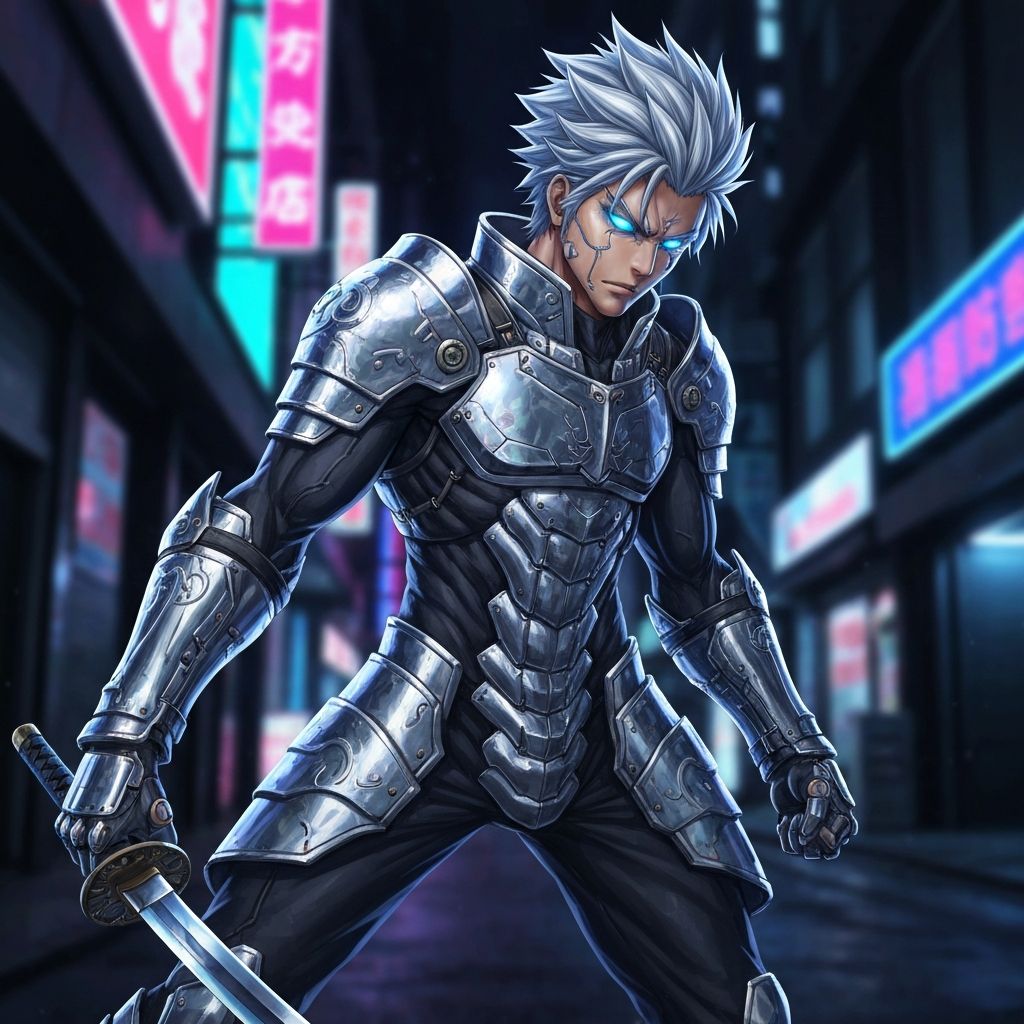 Anime warrior metal print